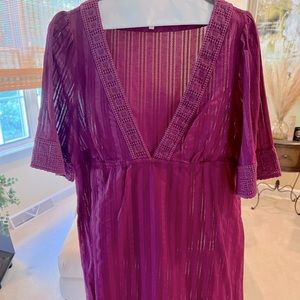 NWOT!  Shoshanna purple/ magenta beach/ pool coverup with front string tie.